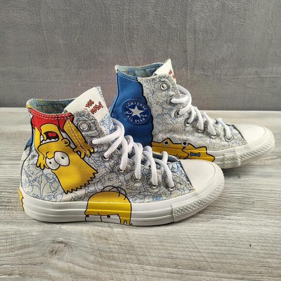 Converse Other - Converse Unisex Mens 4 Womens 6 Blue White Simpsons Bart High Top Sneakers